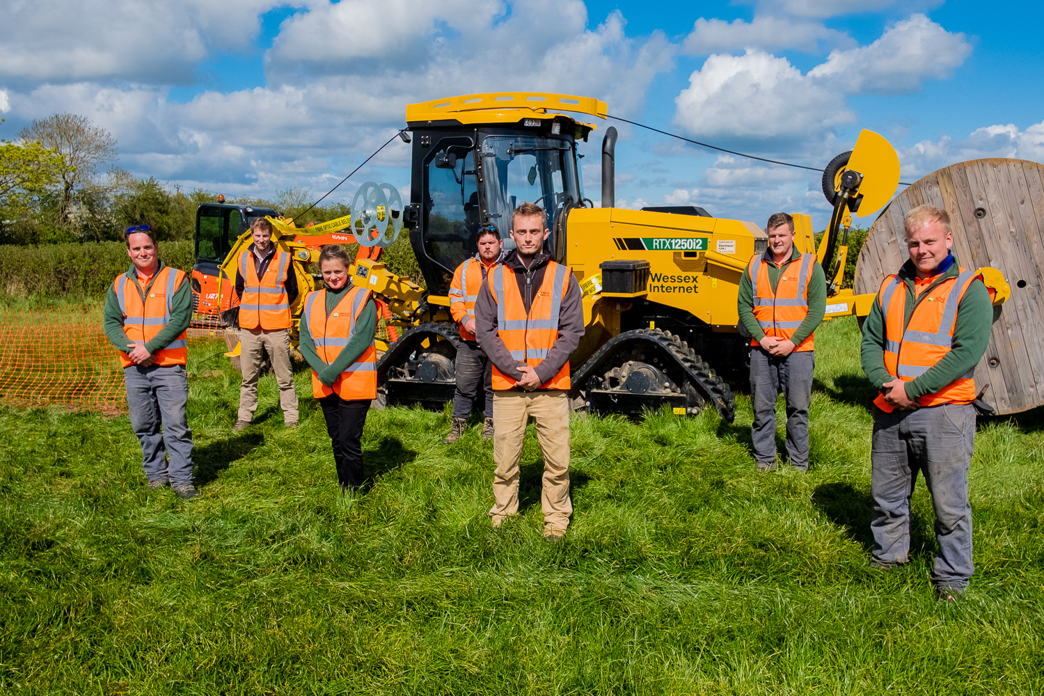 Pictured left to right: Wessex Internet team members Ben Mason, Will Gore Browne, Anna Miller, Addison Perry, Charlie Ormerod, Reece Smallman, Lucas Frizzle